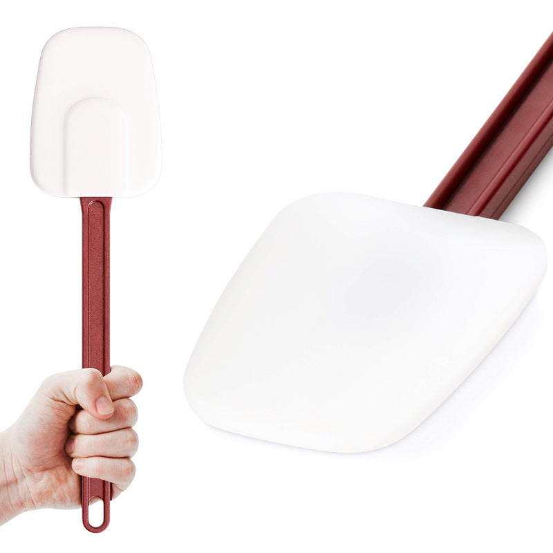Avant Grub Pro Grade, Heavy Duty 14 In Silicone Spoonula. Long, Heat Resistant Scraper Perfect for Nonstick Cookware. Best Red and White Spoon Spatulas for Making Cake. Great Non Scratch Spatula Accessory - Image 1